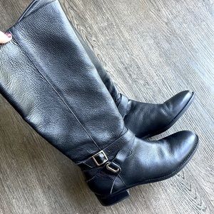 Black Genuine Leather Riding Boots